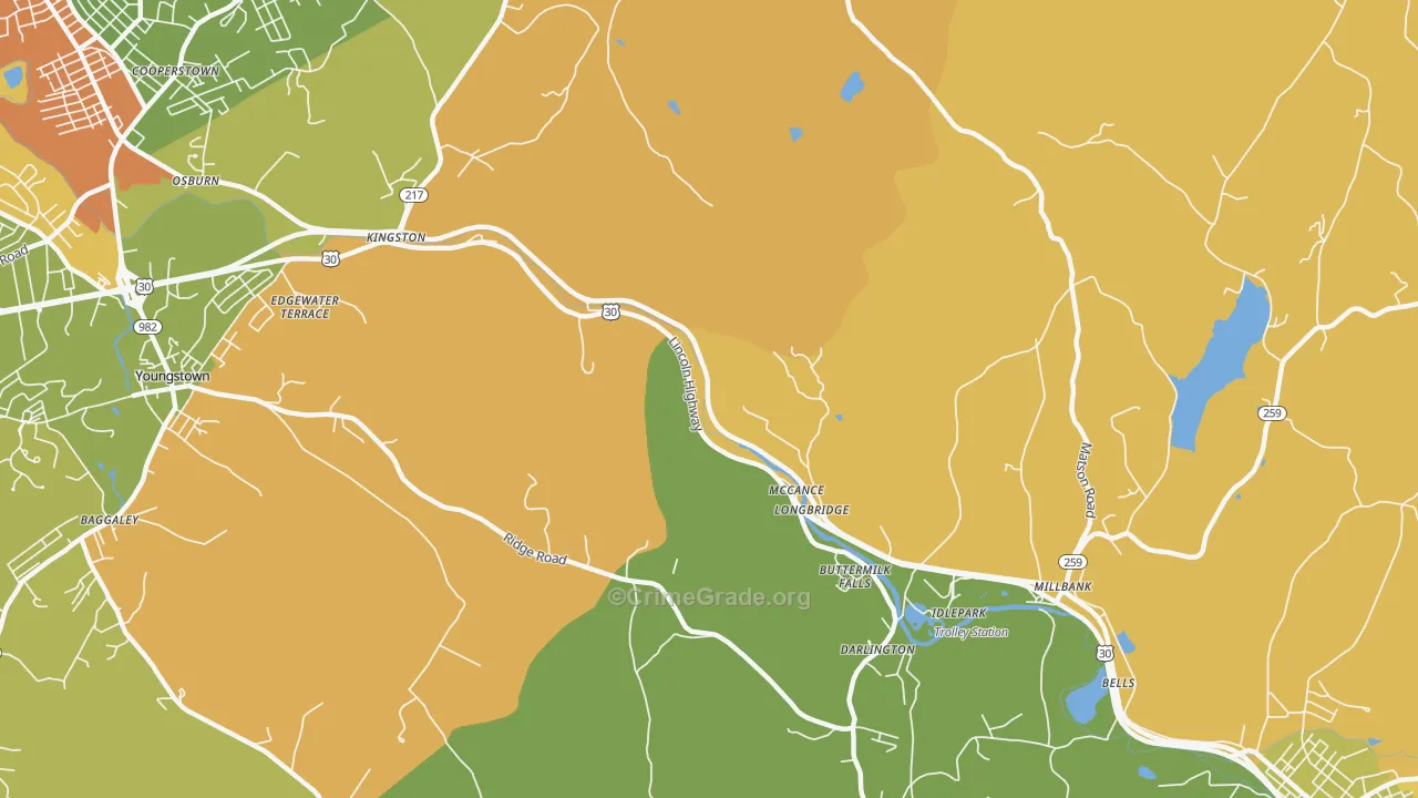 McCance, PA Map of Burglary Rates