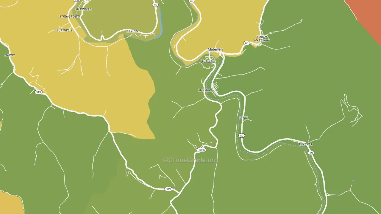 McCarr, KY Map of Burglary Rates