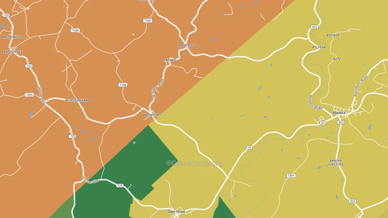 McCartney, PA Map of Burglary Rates