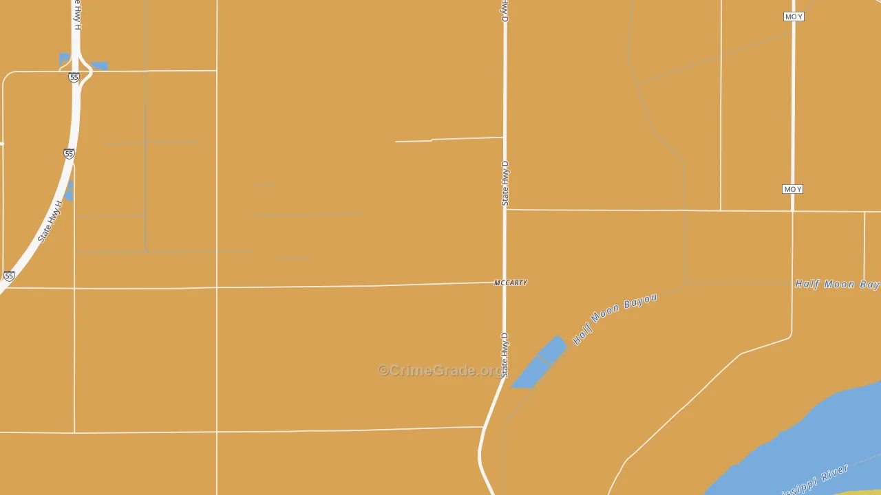 McCarty, MO Map of Burglary Rates