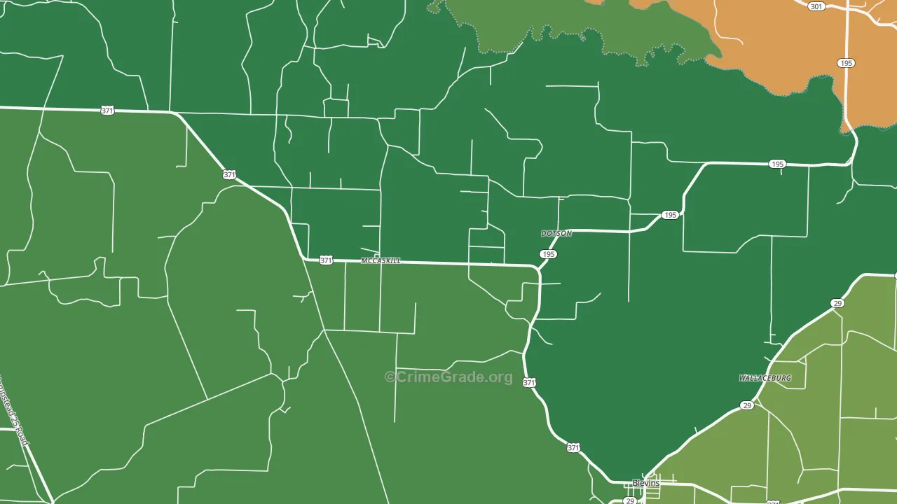 McCaskill, AR Map of Burglary Rates