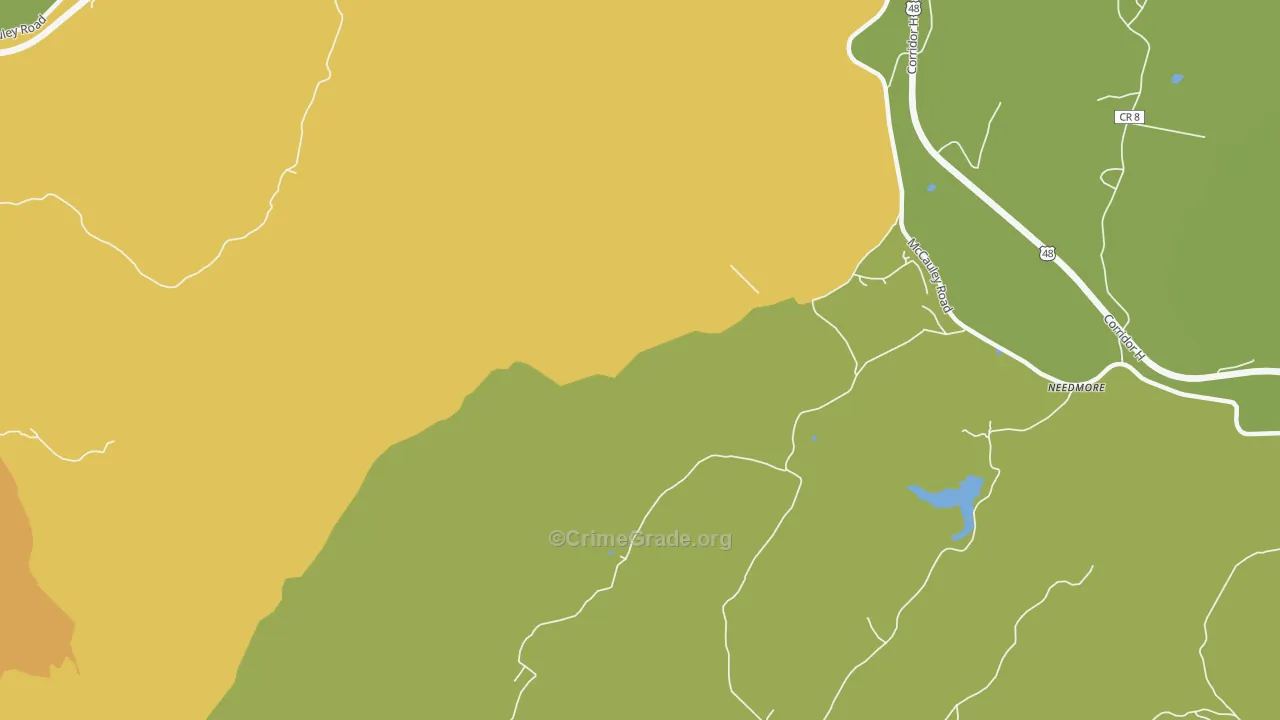 McCauley, WV Map of Burglary Rates