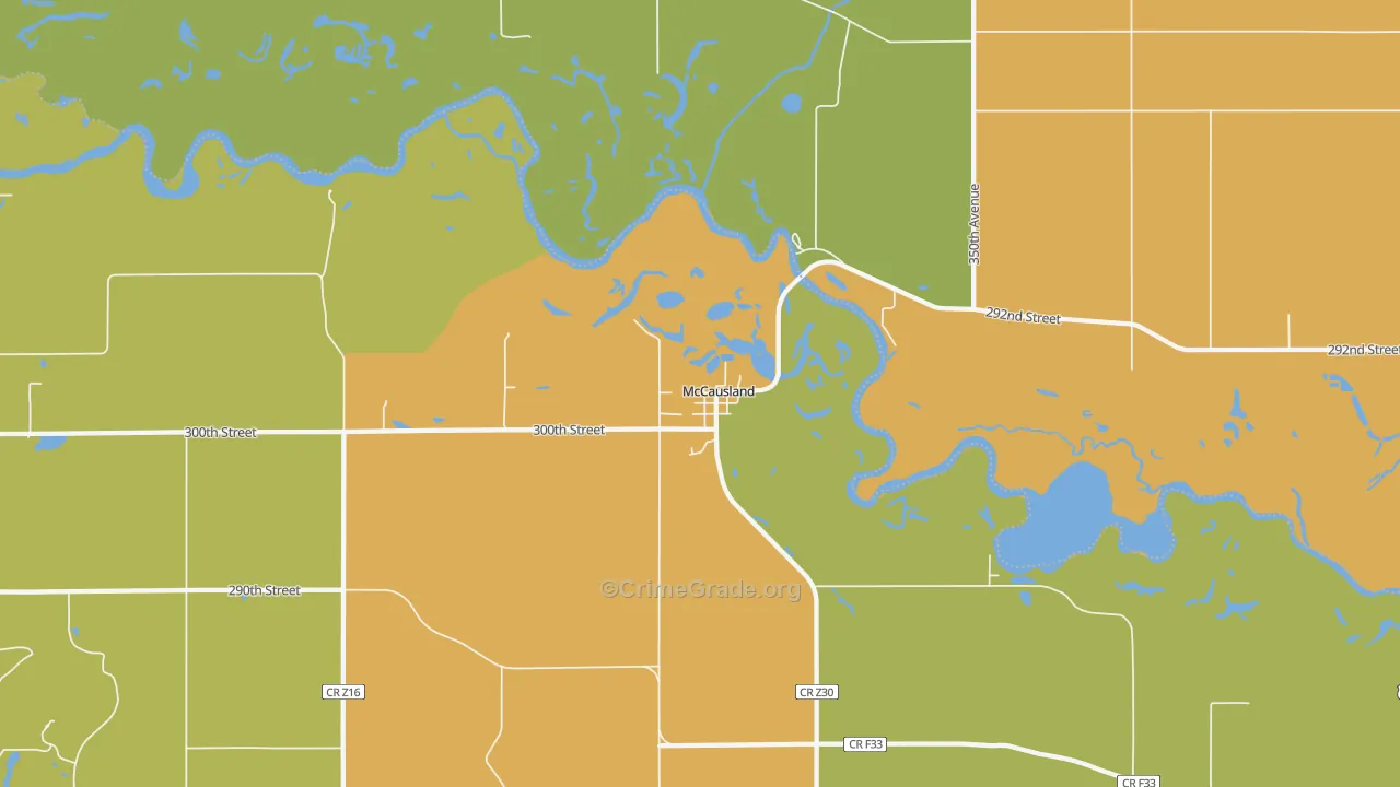McCausland, IA Map of Burglary Rates