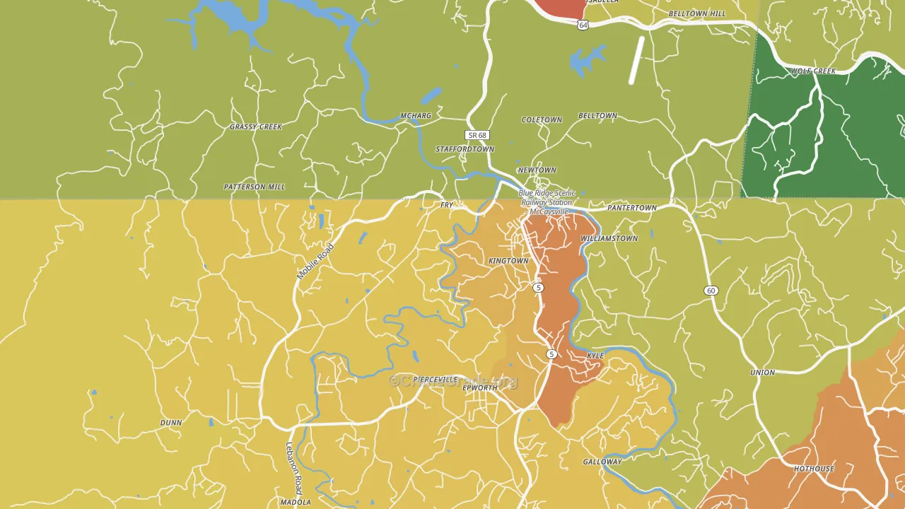 McCaysville, GA Map of Burglary Rates