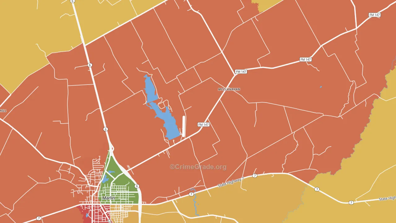 McClanahan, TX Map of Burglary Rates