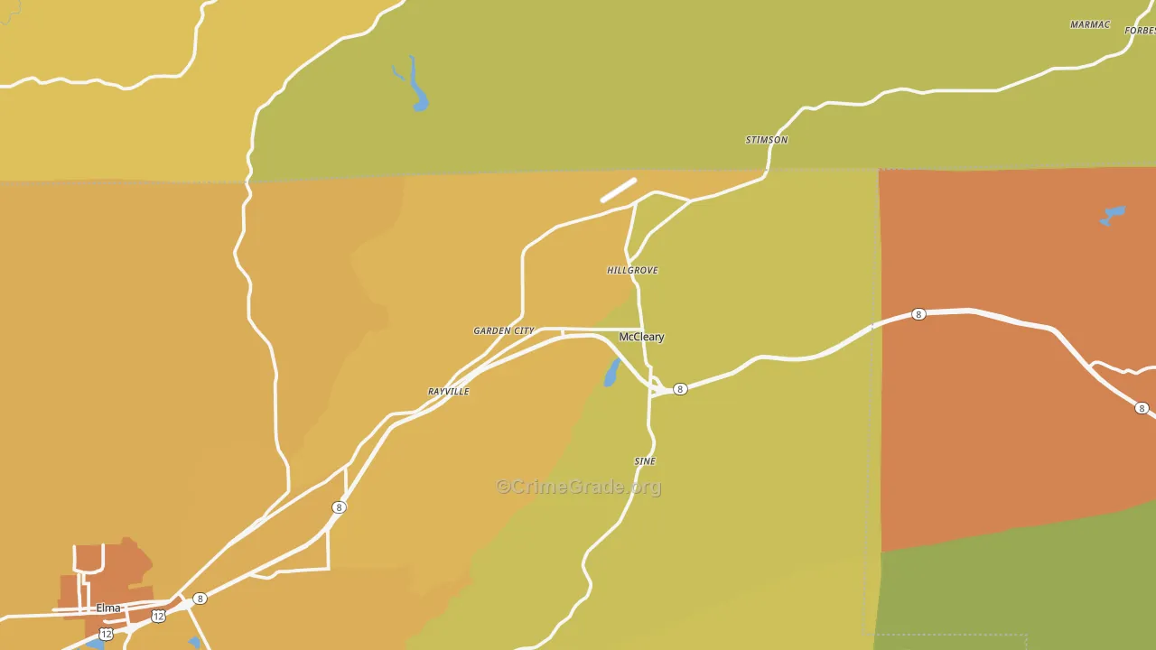 Mccleary, WA Map of Burglary Rates