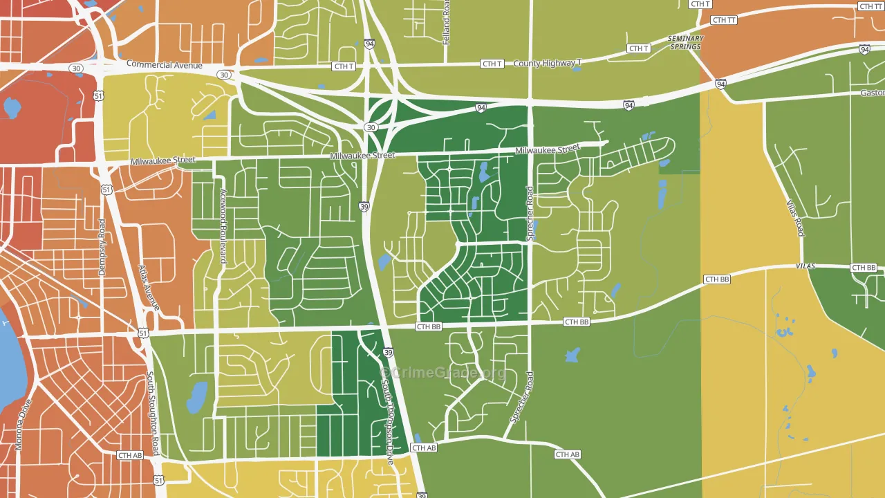 McClellan Park, Madison, WI Map of Burglary Rates