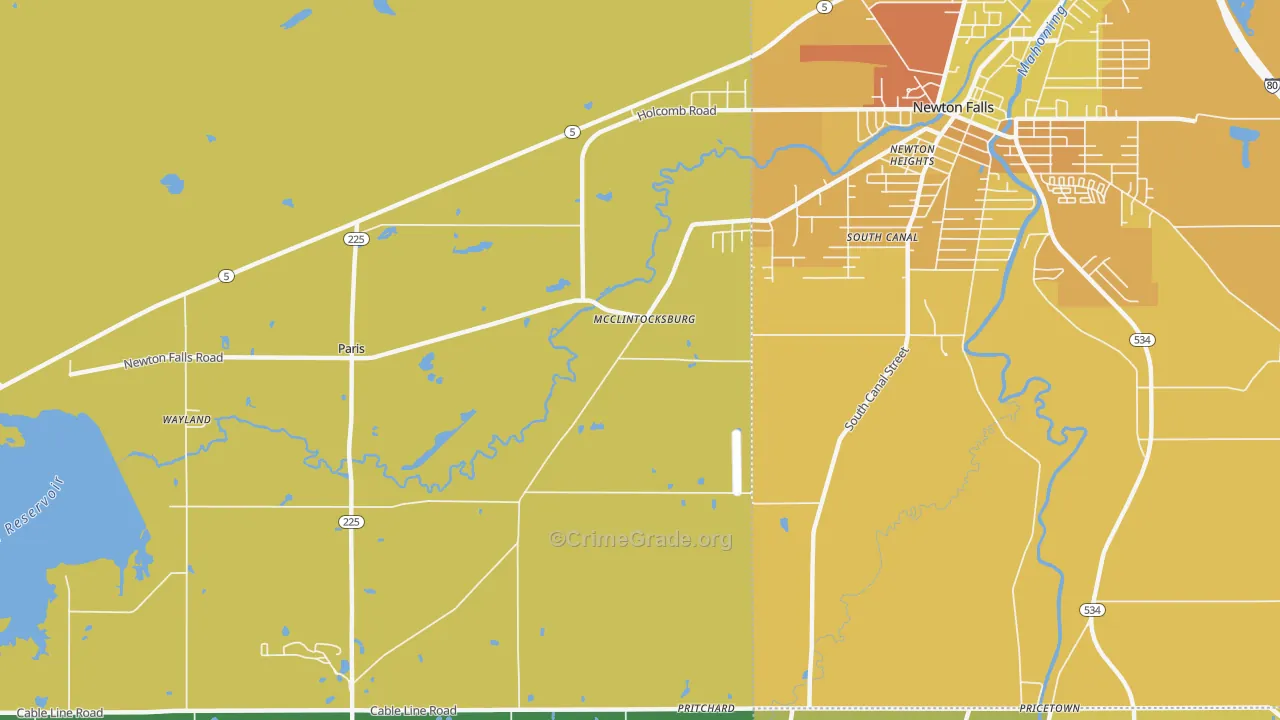 McClintocksburg, OH Map of Burglary Rates