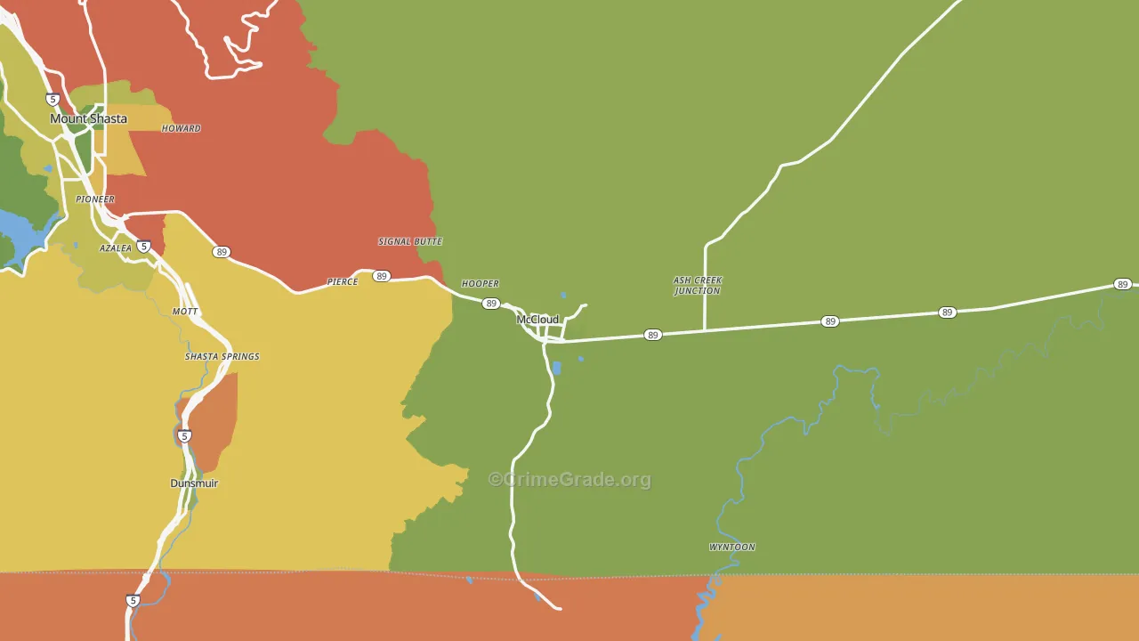 Mccloud, CA Map of Burglary Rates