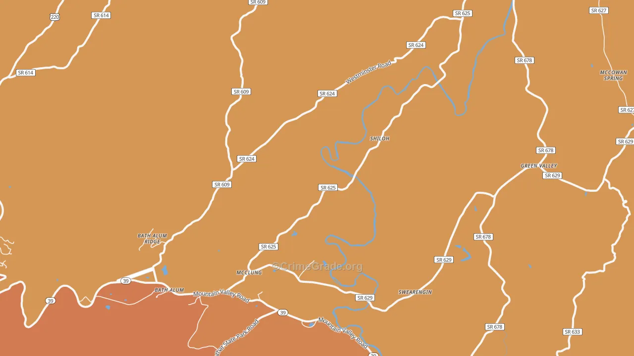 McClung, VA Map of Burglary Rates