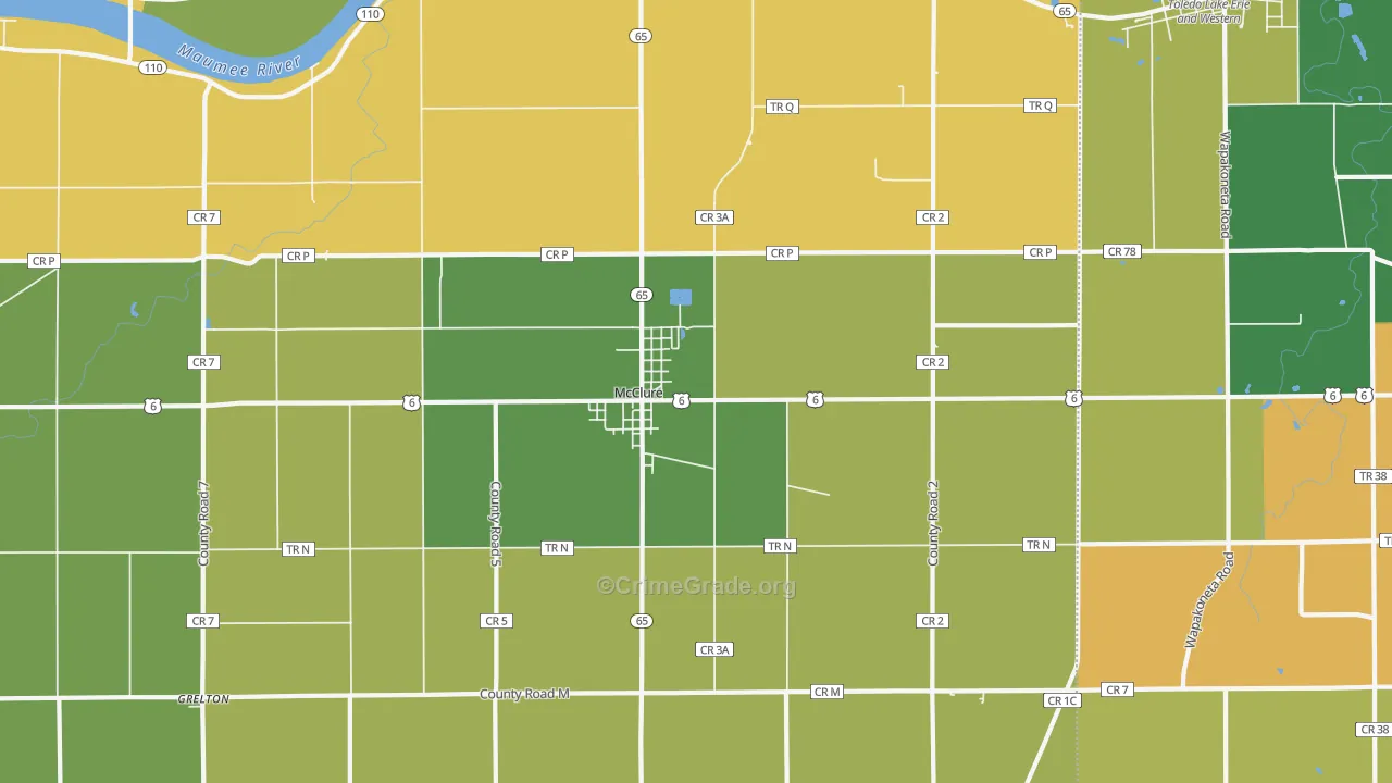 McClure, OH Map of Burglary Rates