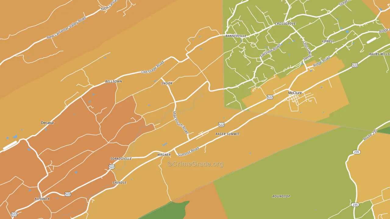 McClure, PA Map of Burglary Rates