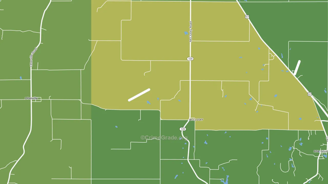 McClusky, IL Map of Burglary Rates