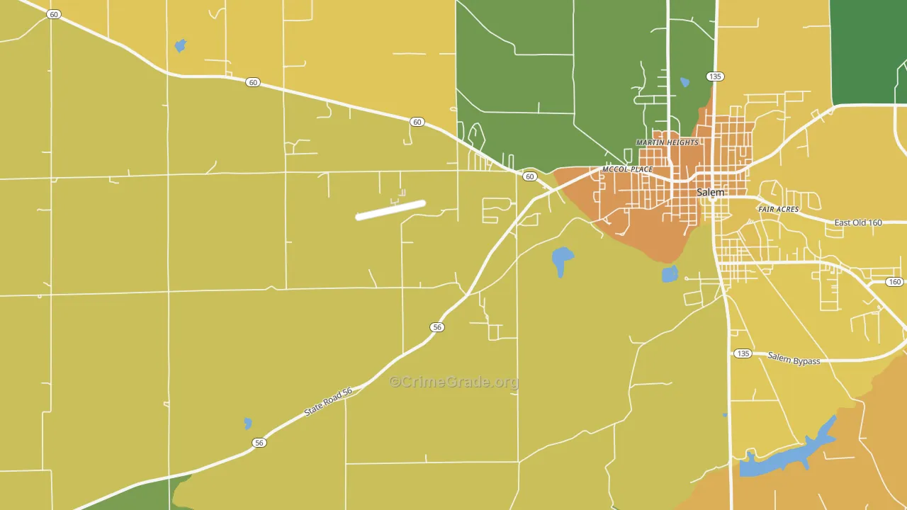 McCol Place, IN Map of Burglary Rates