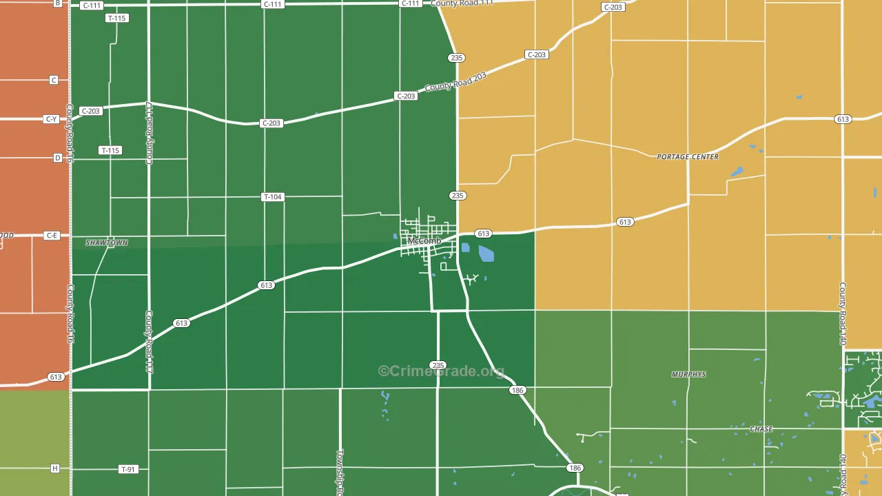 McComb, OH Map of Burglary Rates