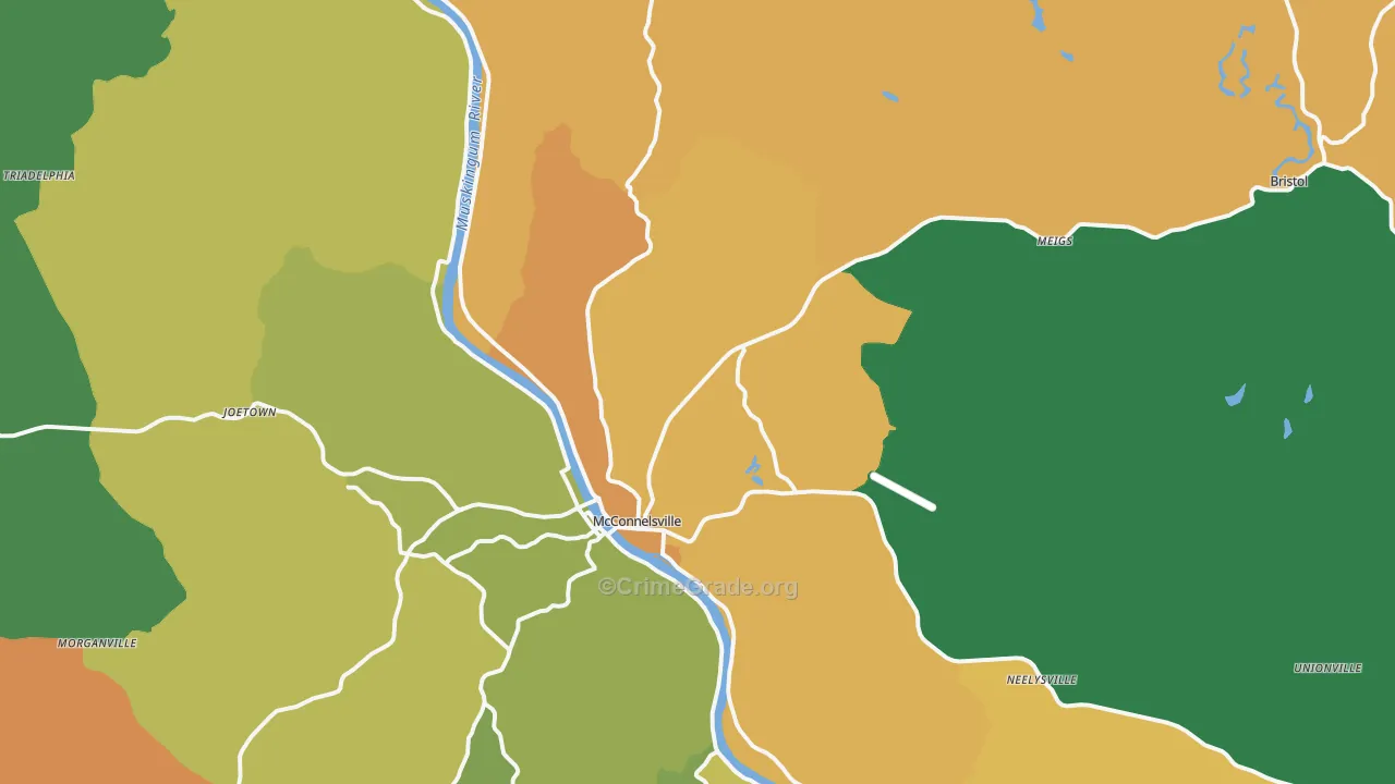 McConnelsville, OH Map of Burglary Rates