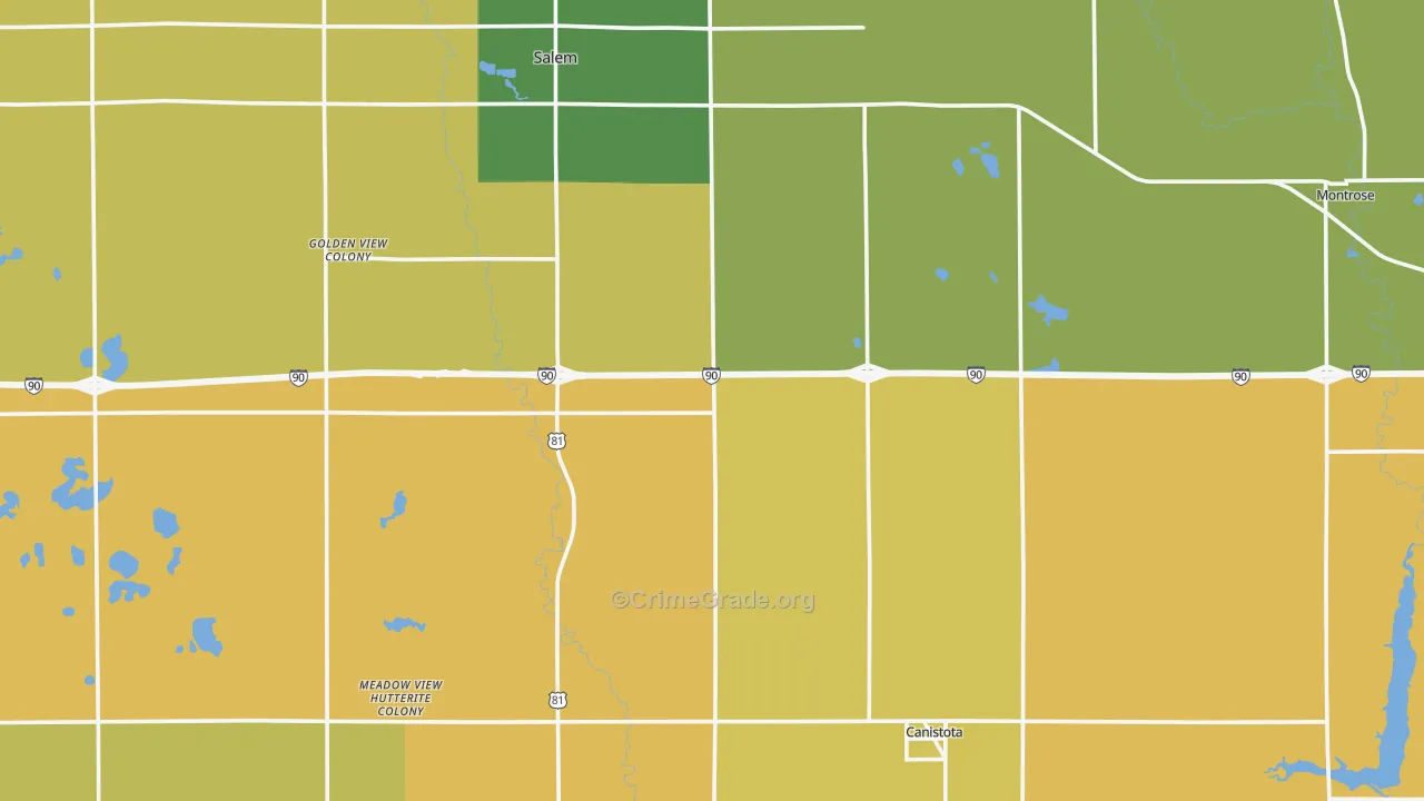 McCook County, SD Map of Burglary Rates