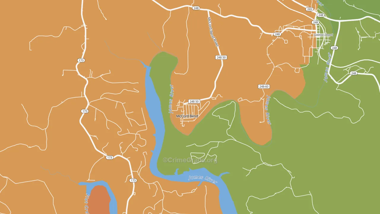 McCord Bend, MO Map of Burglary Rates
