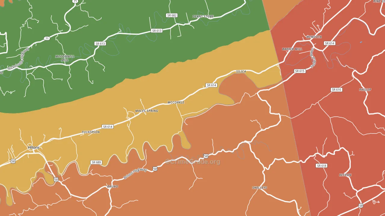 McCorkle, VA Map of Burglary Rates