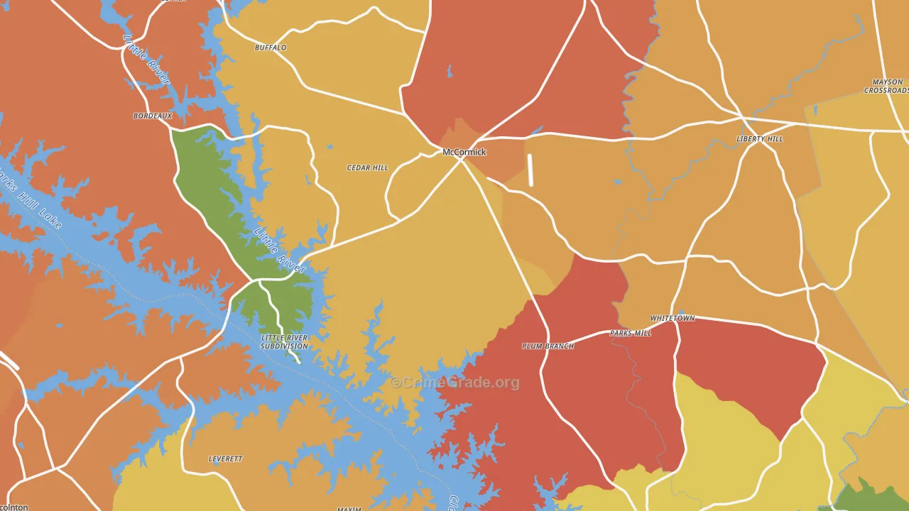 McCormick County, SC Map of Burglary Rates