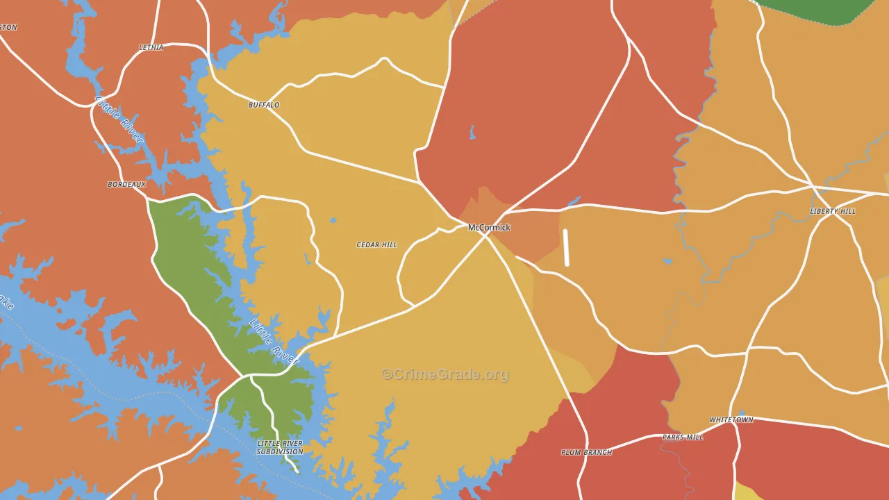 McCormick, SC Map of Burglary Rates