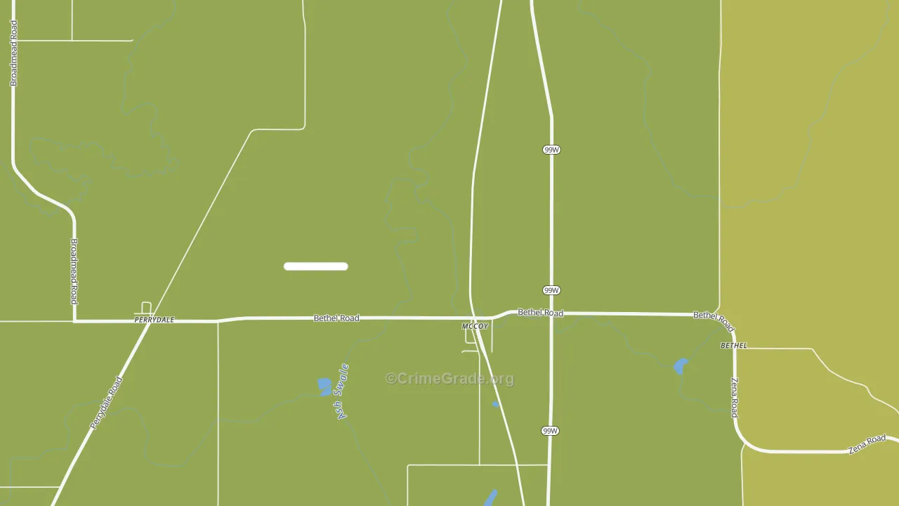 McCoy, OR Map of Burglary Rates