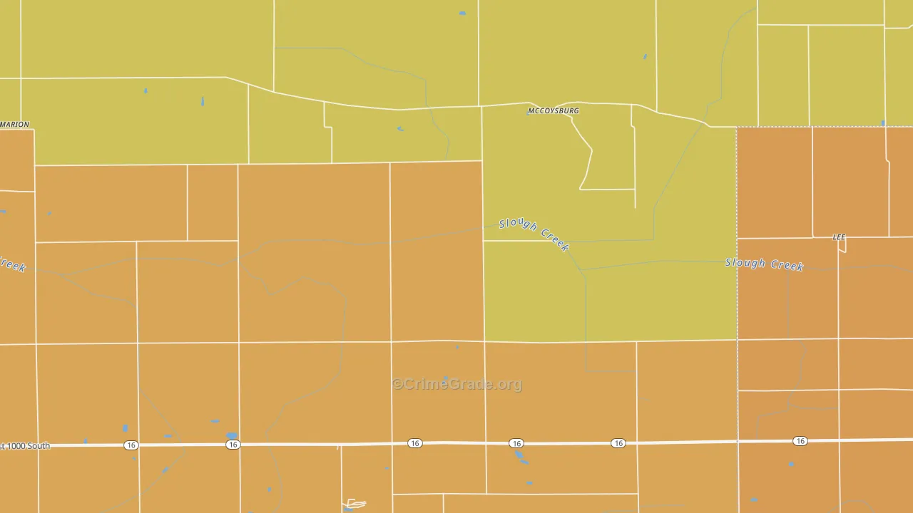 McCoysburg, IN Map of Burglary Rates