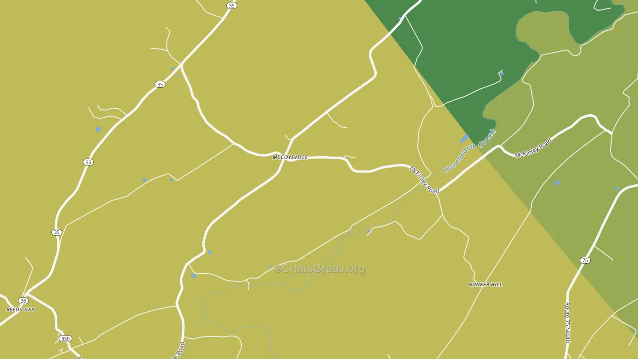 McCoysville, PA Map of Burglary Rates