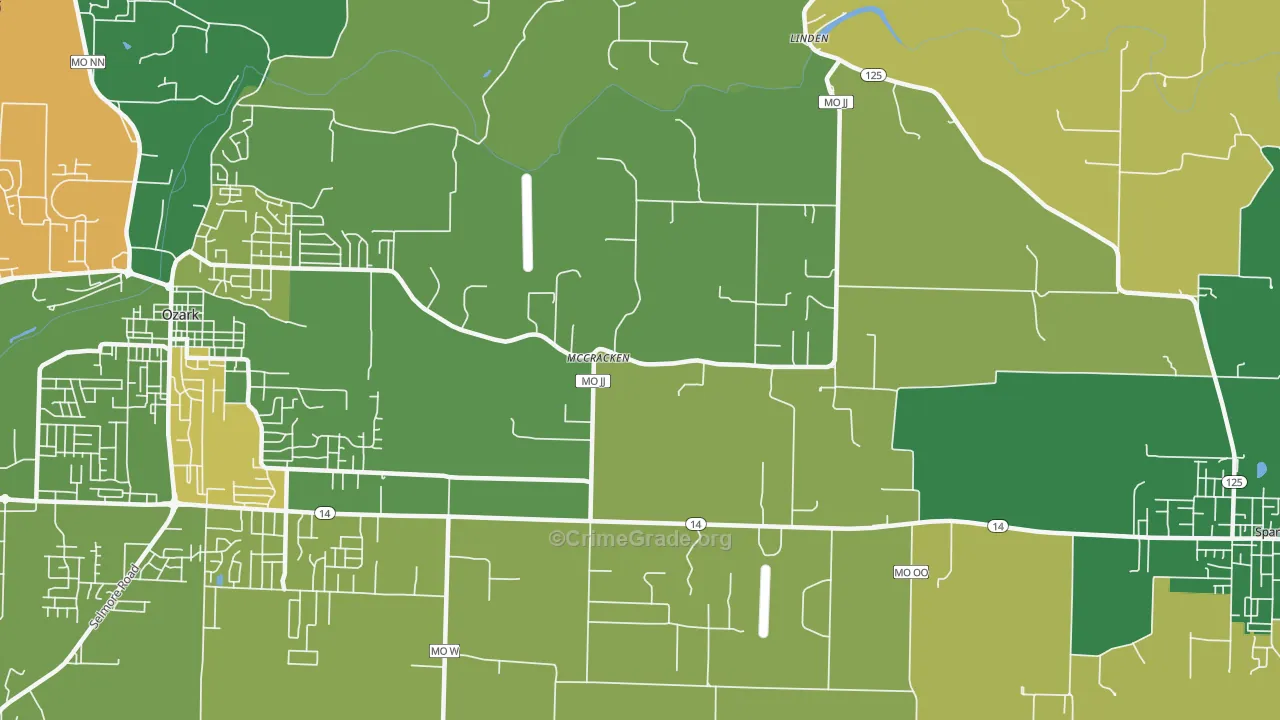McCracken, MO Map of Burglary Rates
