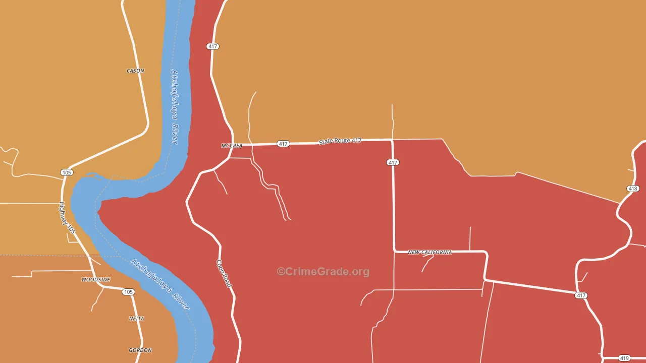 McCrea, LA Map of Burglary Rates