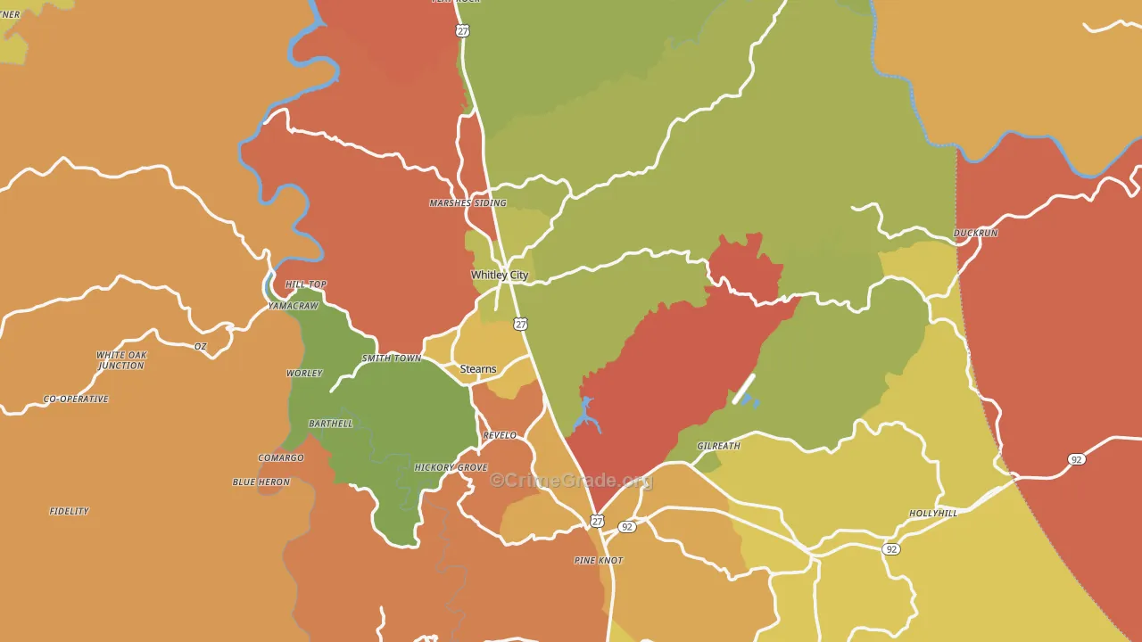 McCreary County, KY Map of Burglary Rates