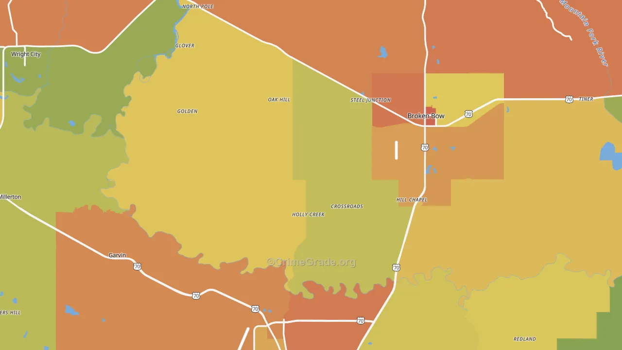 McCurtain County, OK Map of Burglary Rates
