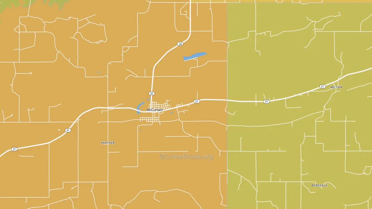 Mccurtain, OK Map of Burglary Rates