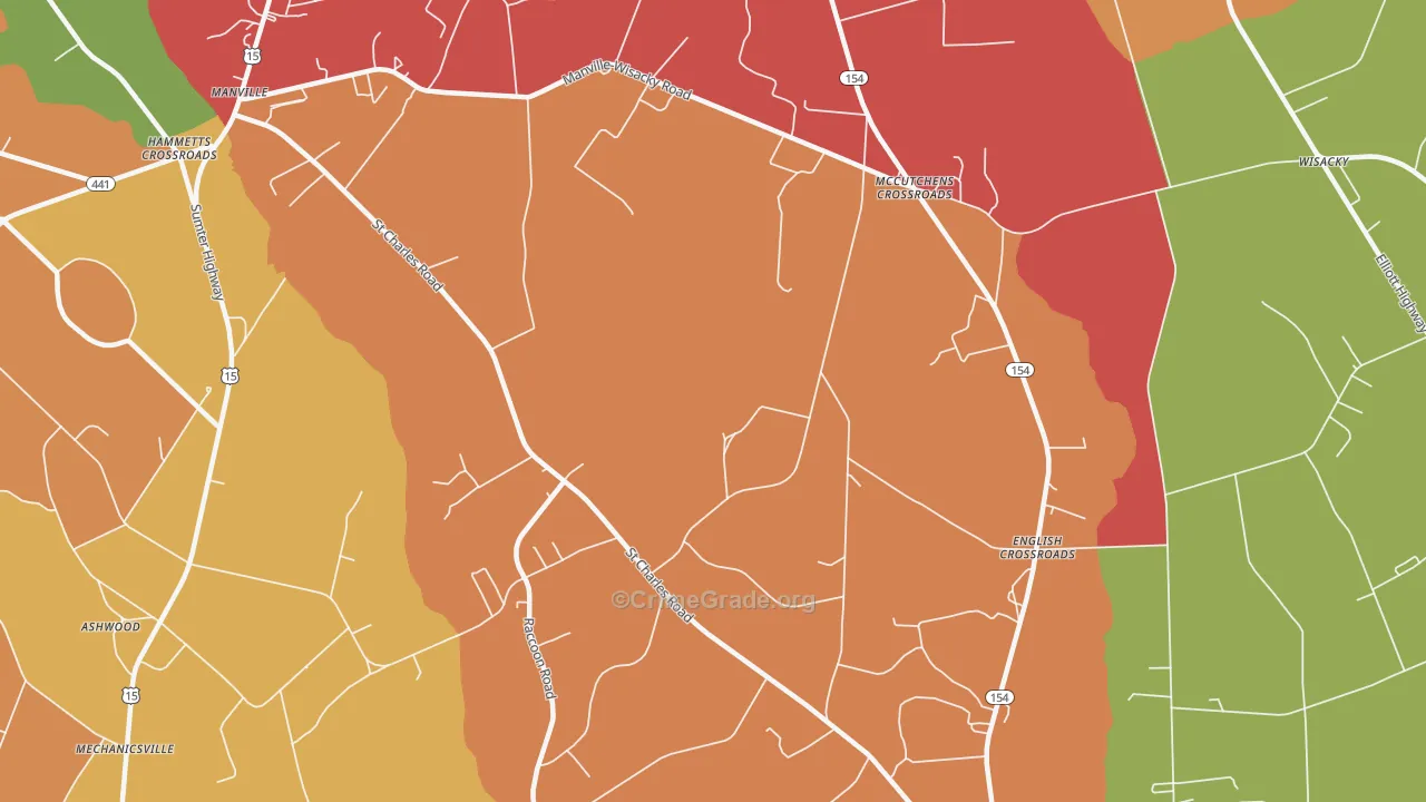 McCutchens Crossroads, SC Map of Burglary Rates