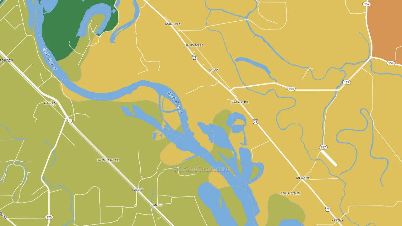 McDade, LA Map of Burglary Rates