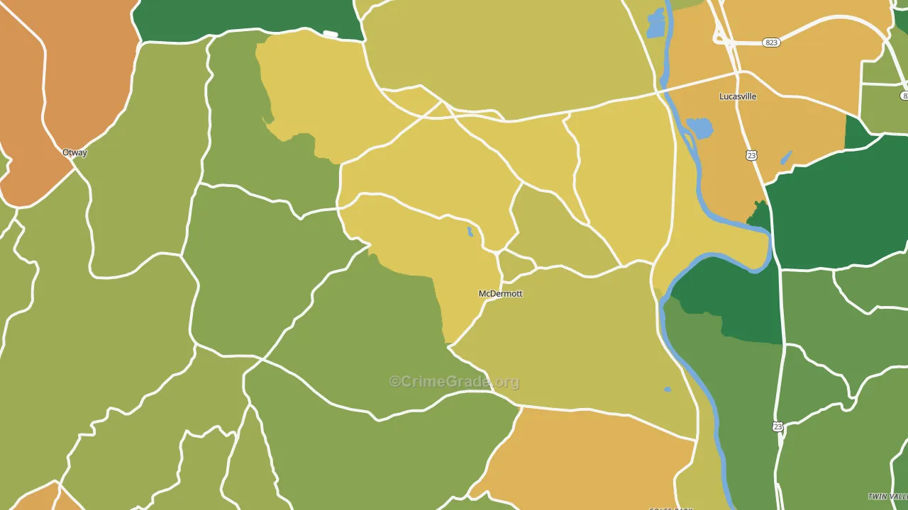 McDermott, OH Map of Burglary Rates