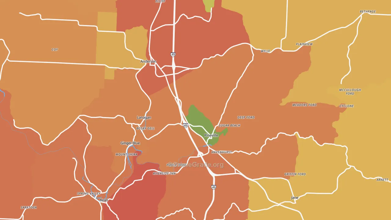 McDonald County, MO Map of Burglary Rates