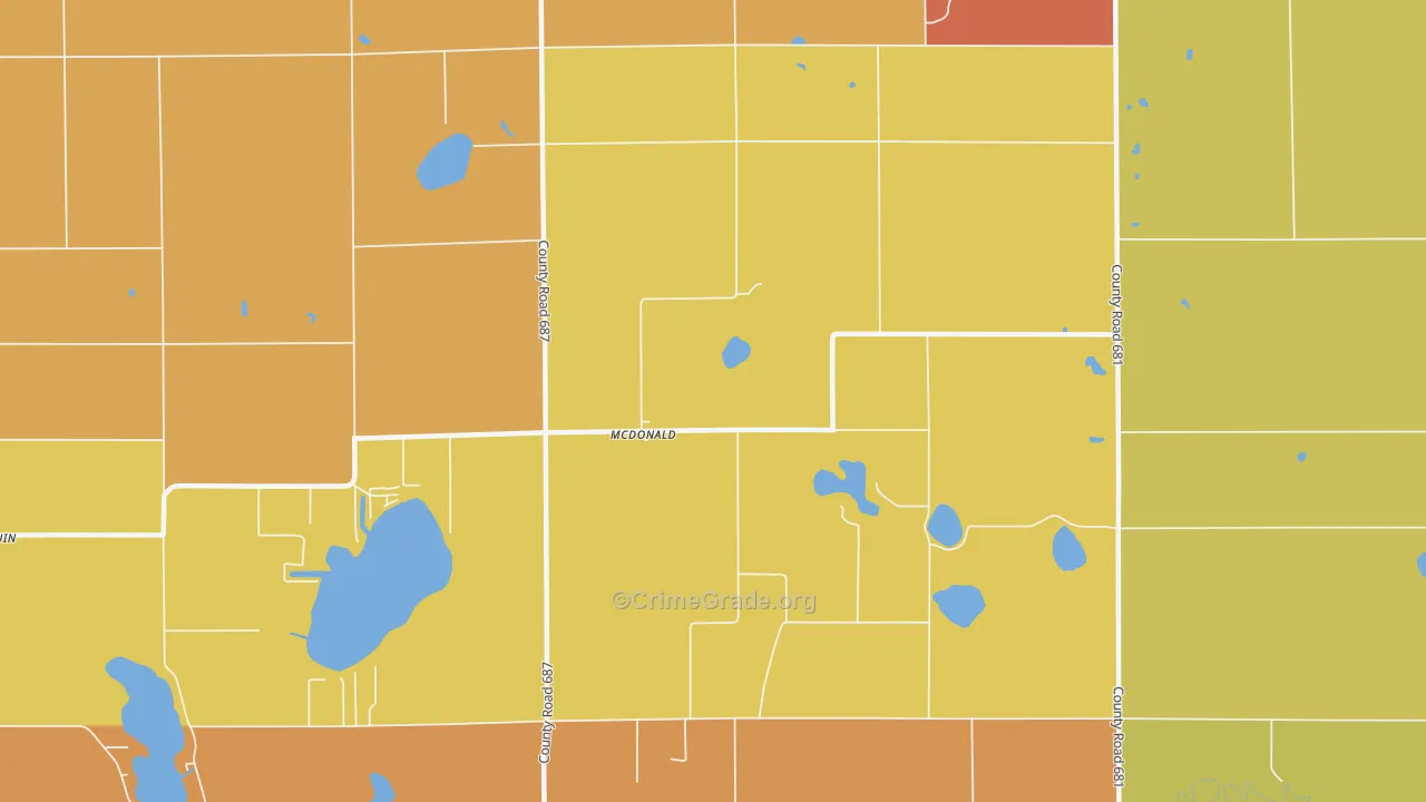 McDonald, MI Map of Burglary Rates