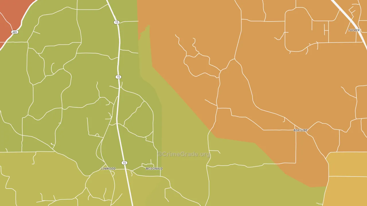 McDonald, MS Map of Burglary Rates