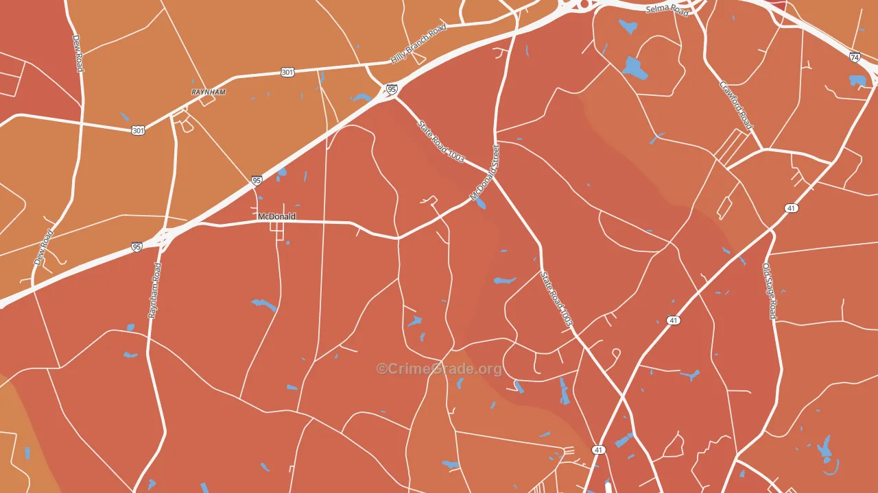 McDonald, NC Map of Burglary Rates