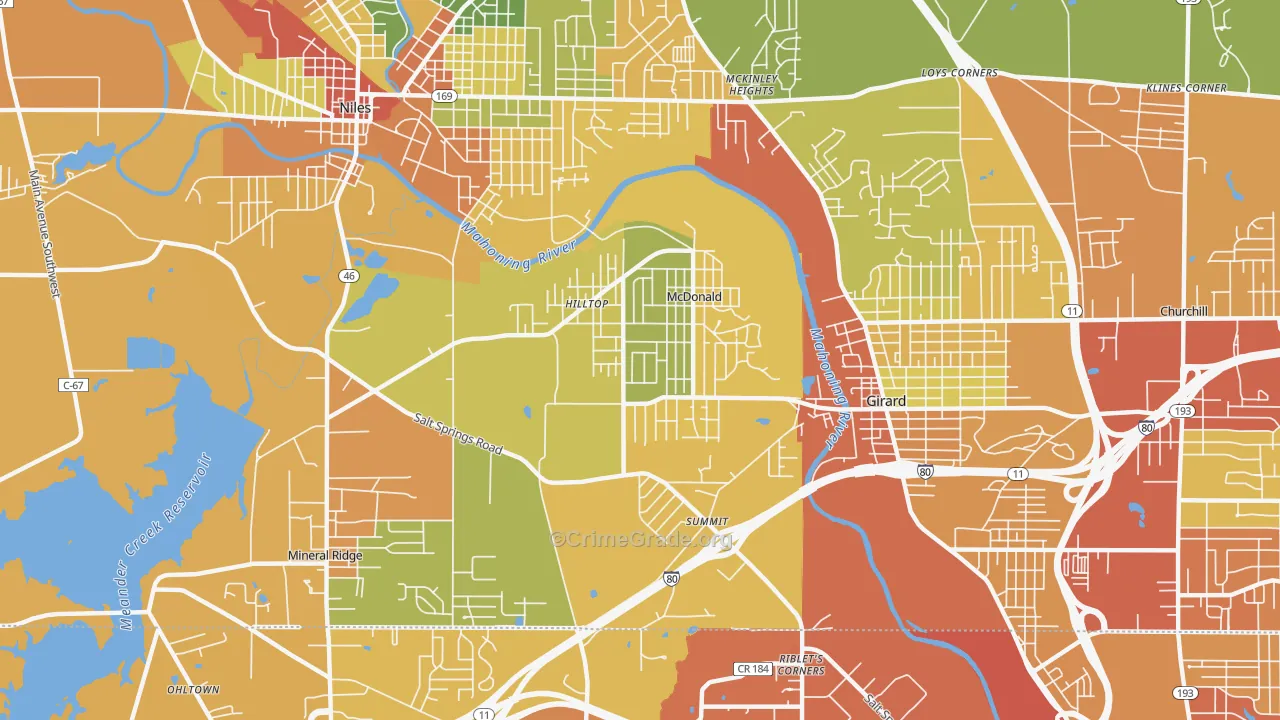McDonald, OH Map of Burglary Rates