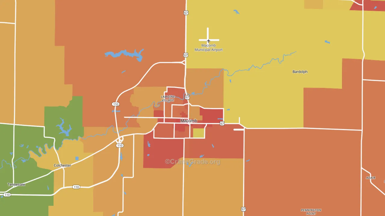 McDonough County, IL Map of Burglary Rates