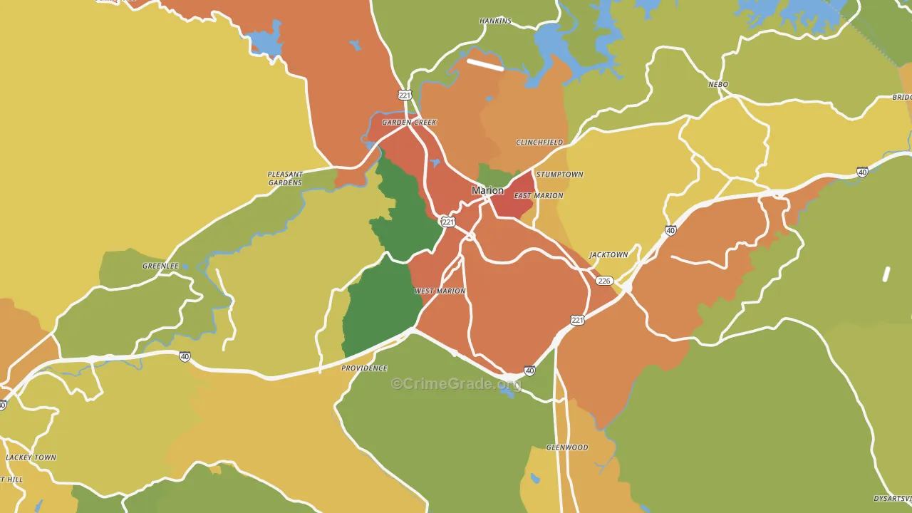 McDowell County, NC Map of Burglary Rates