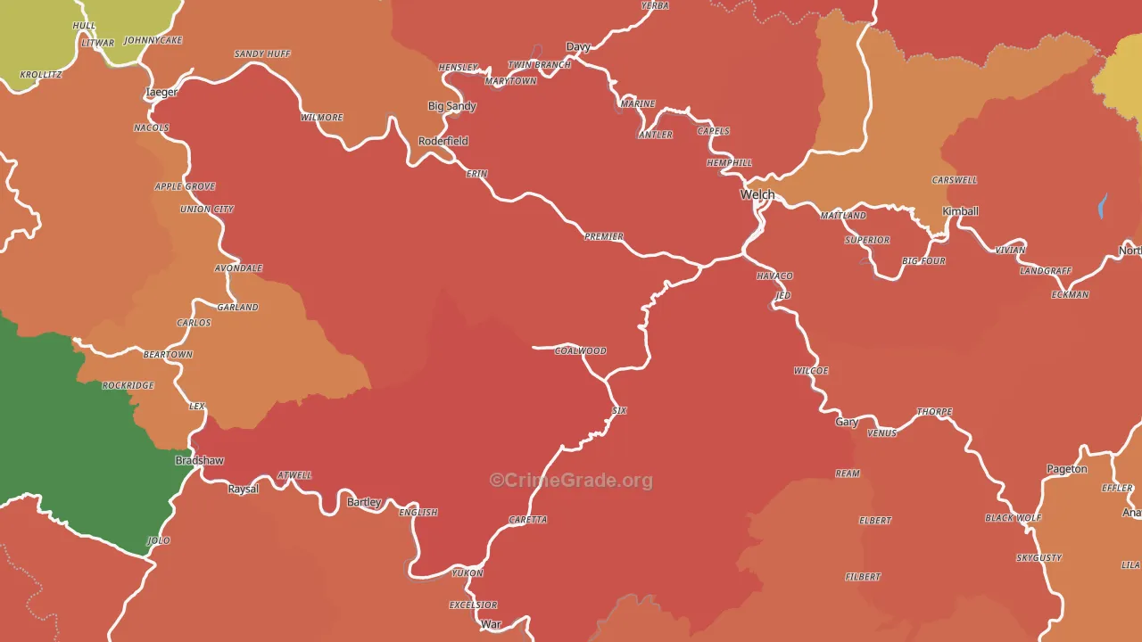 McDowell County, WV Map of Burglary Rates