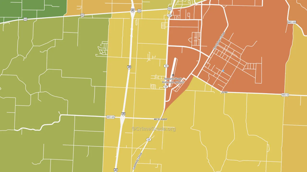 McElhany, MO Map of Burglary Rates