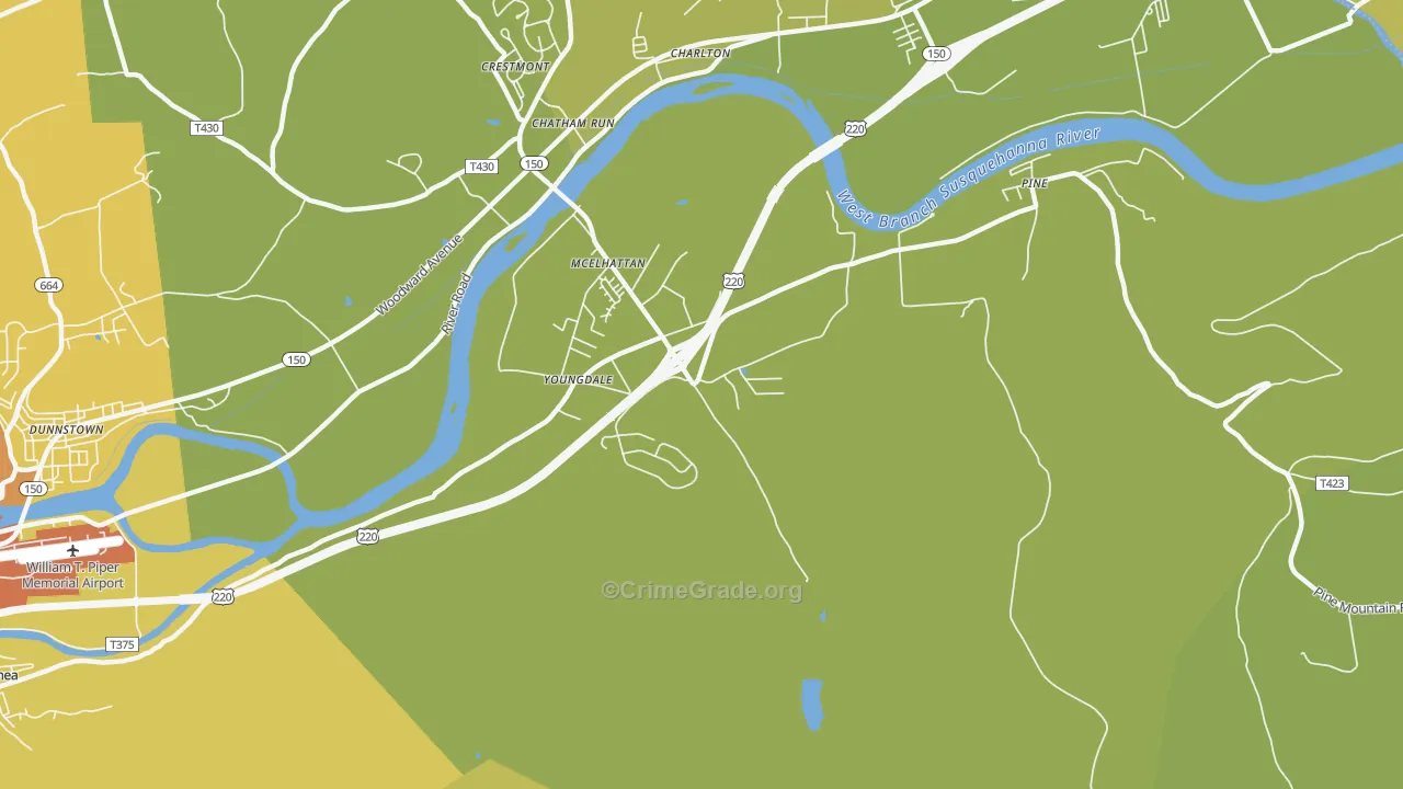 McElhattan, PA Map of Burglary Rates
