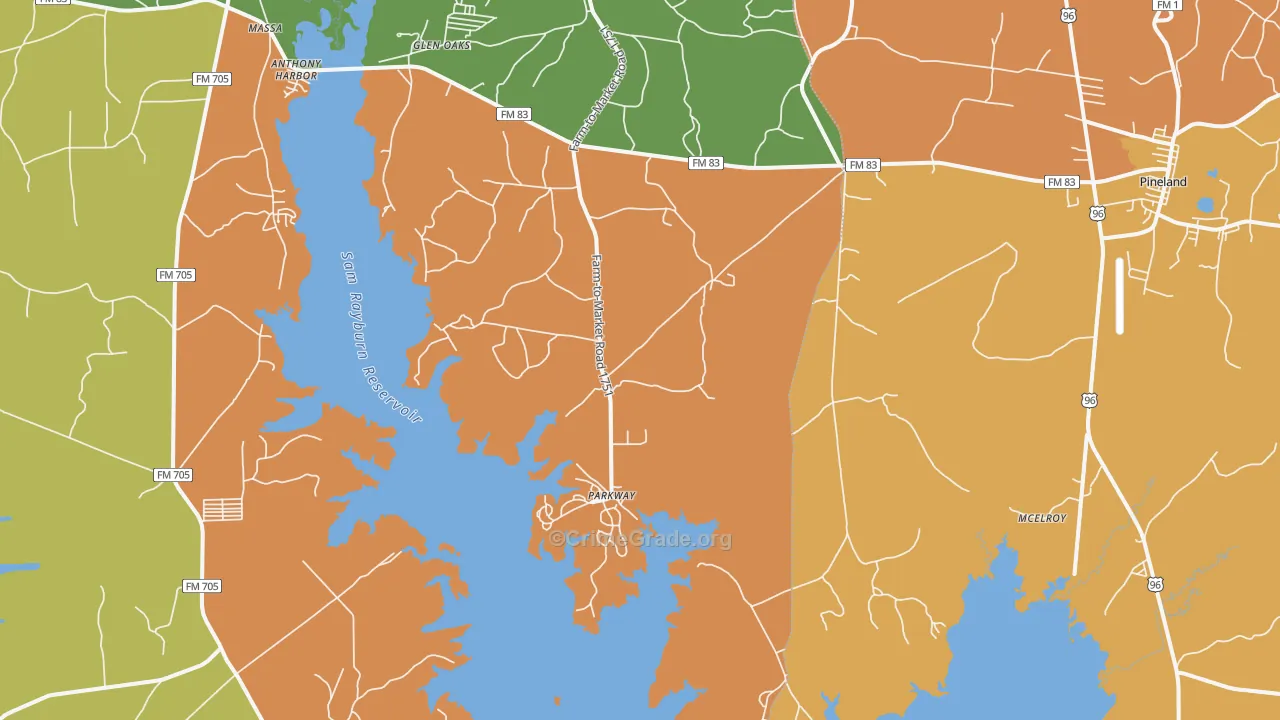 McElroy, TX Map of Burglary Rates