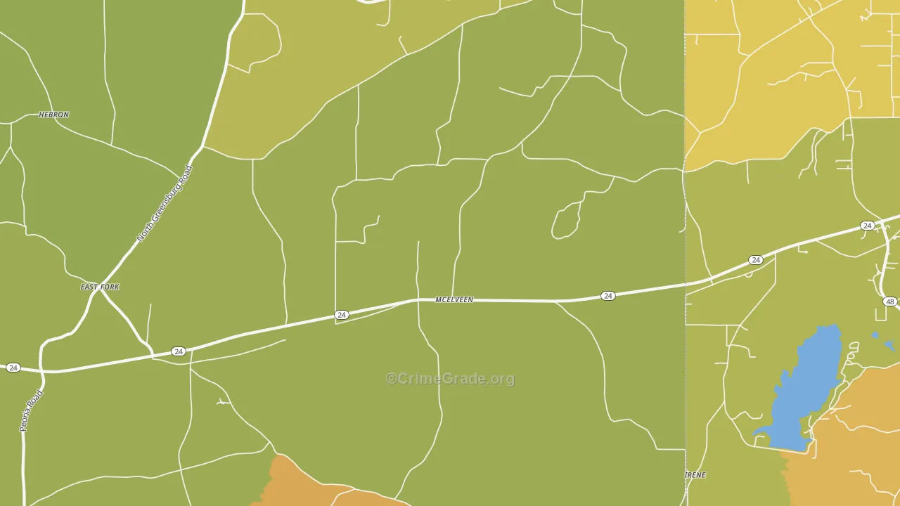 McElveen, MS Map of Burglary Rates