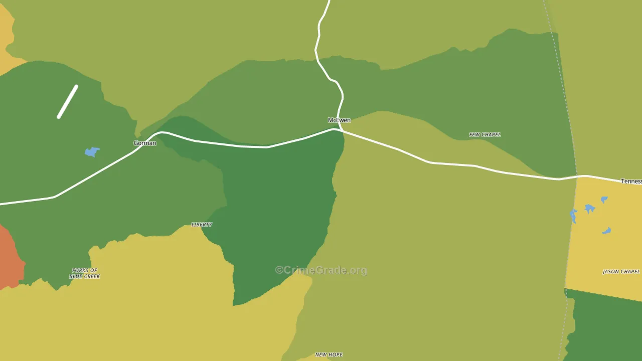 McEwen, TN Map of Burglary Rates