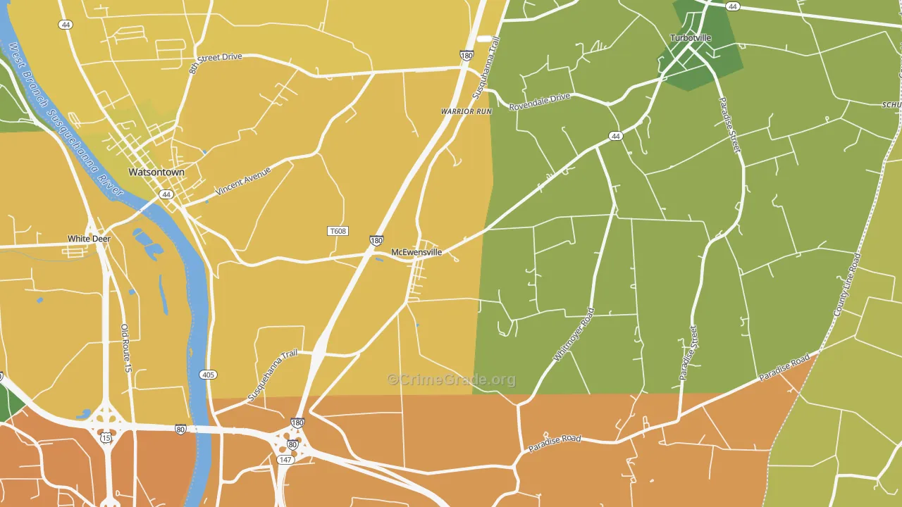 McEwensville, PA Map of Burglary Rates